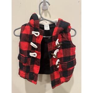 Carters Buffalo Plaid Flannel And Fleece Vest 6 Months